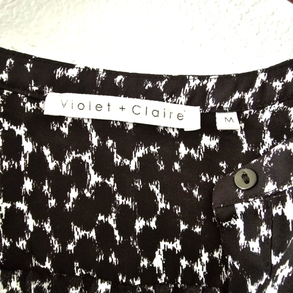 Violet + Claire top size M black white print long sleeve semi sheer lightweight - Picture 8 of 10